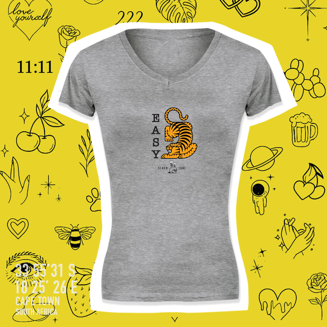 Slack Jane Easy Tiger V-Neck Fitted T-Shirt