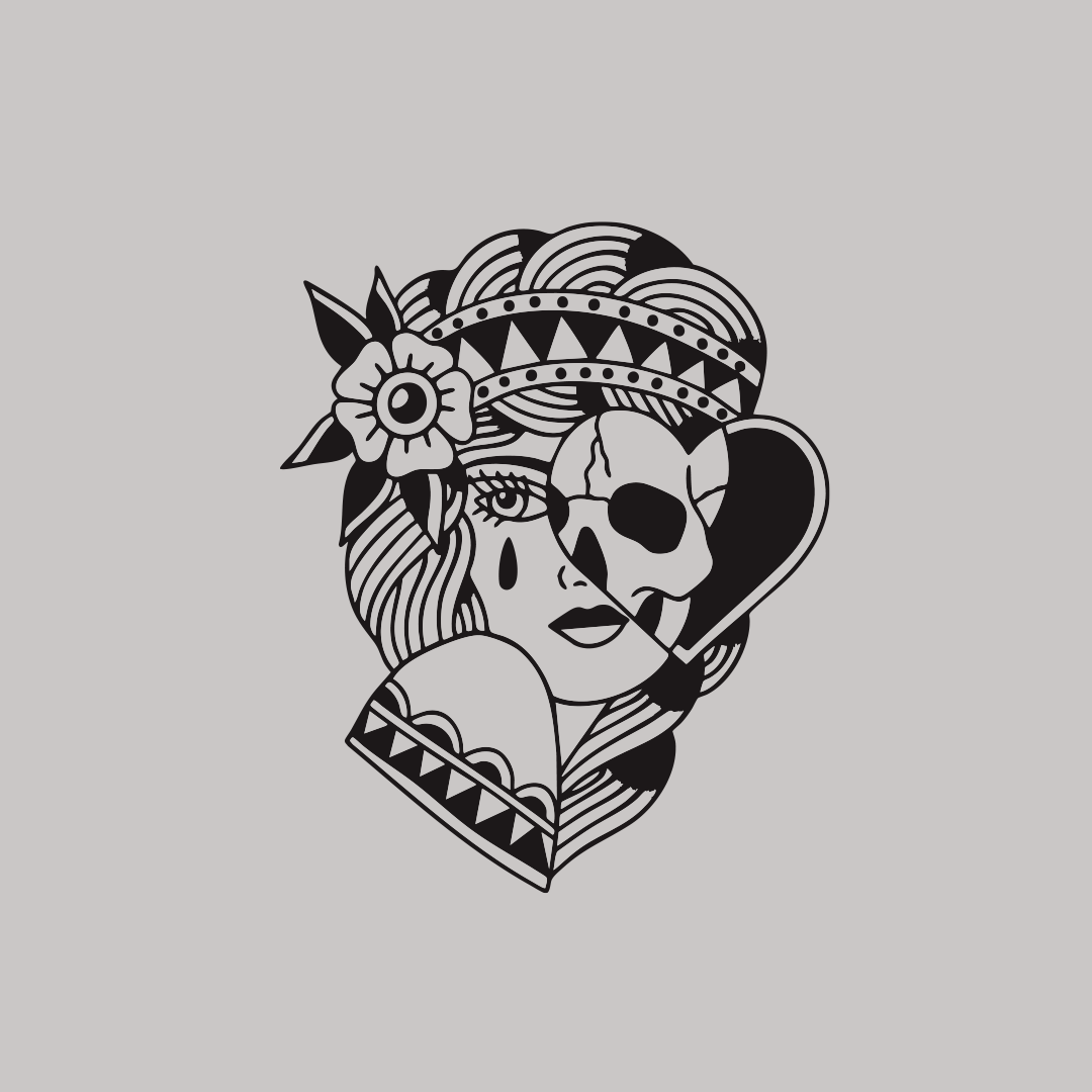 Slack Jane Lady Skull V-Neck Fitted T-Shirt