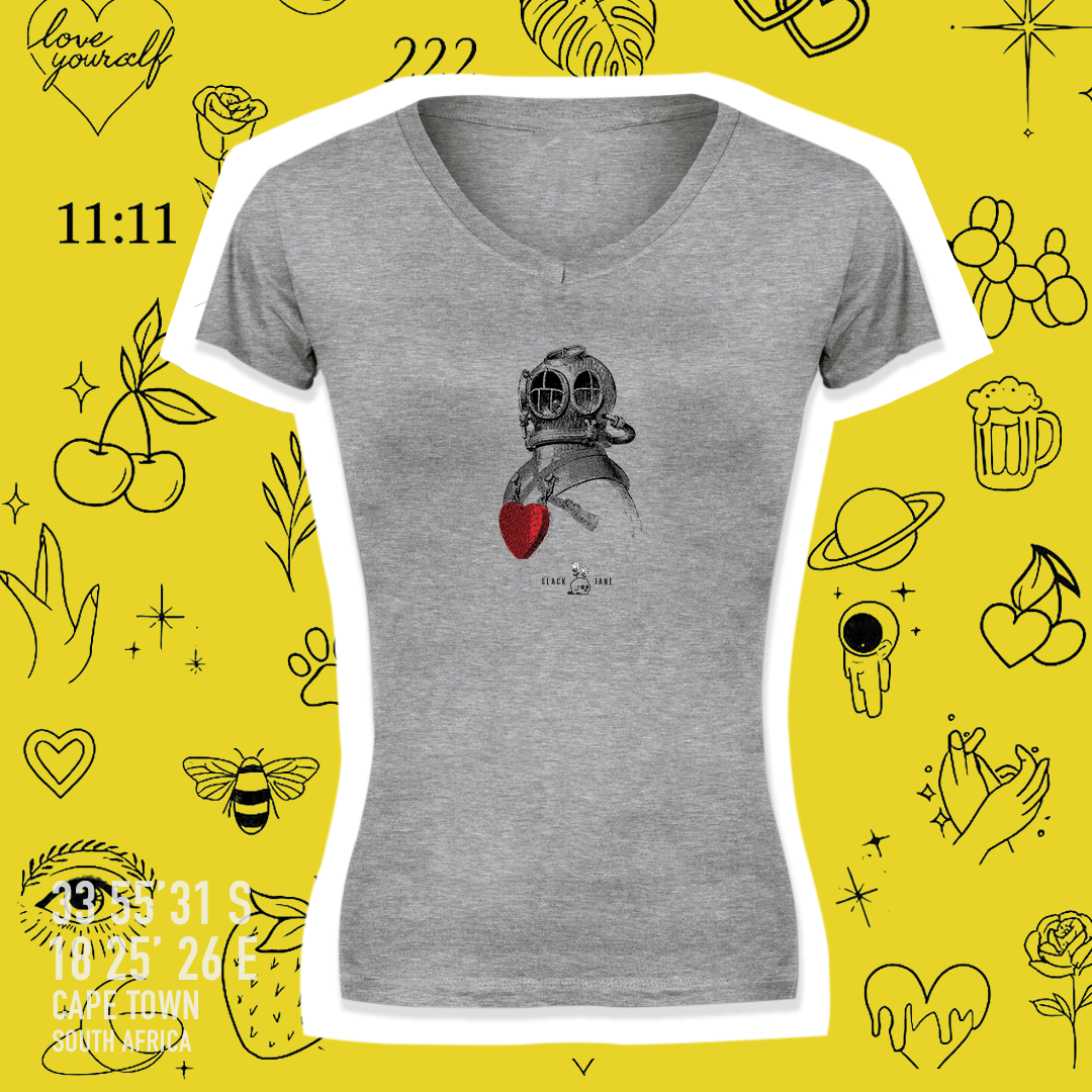 Slack Jane Mermaid Diver V-Neck Fitted T-Shirt