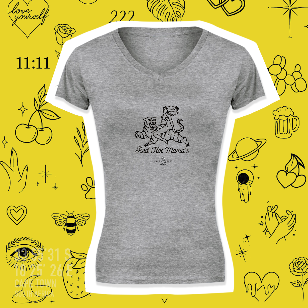 Slack Jane Red Hot V-Neck Fitted T-Shirt