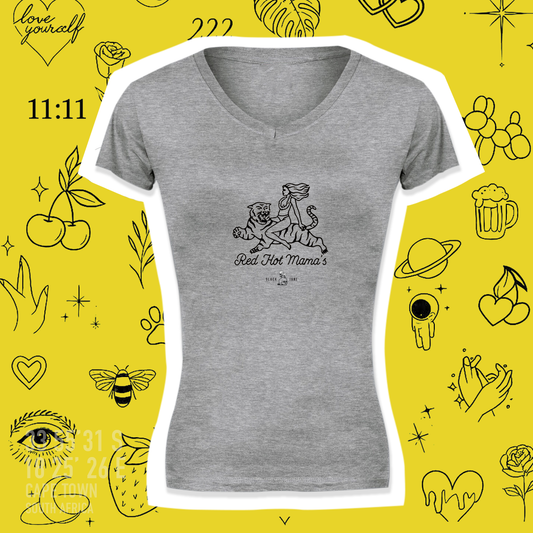 Slack Jane Red Hot V-Neck Fitted T-Shirt